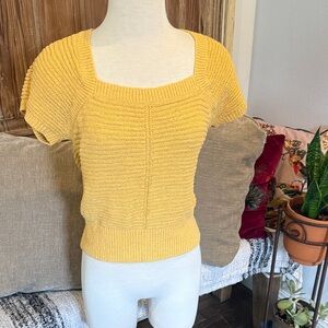 Madewell Yellow Knit Short Sleeve Sweater